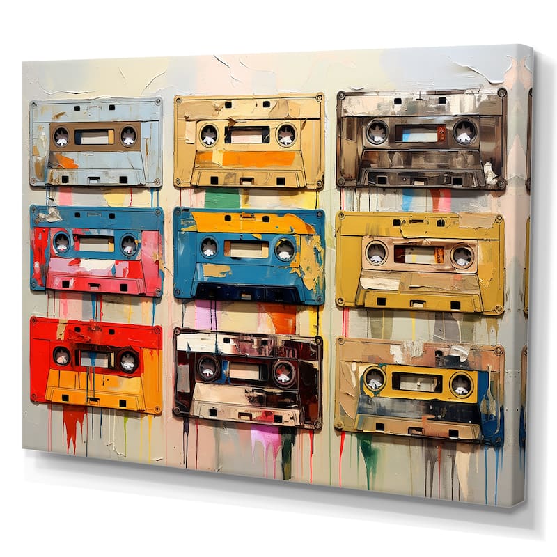 Designart "Popart Cassette Tapes Nostalgy" Cassette Tapes Wall Art